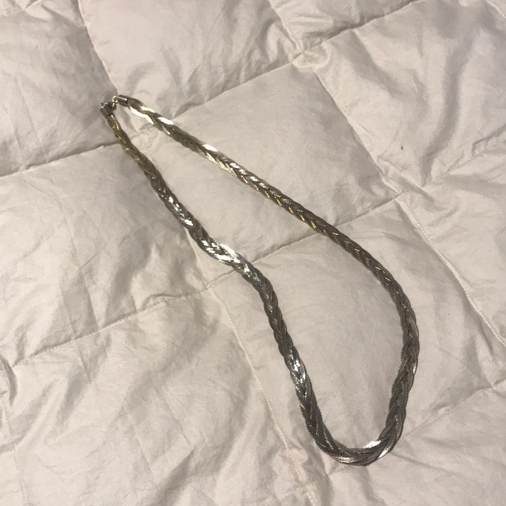 Necklace Vintage braided gold & silver tone 14.5”